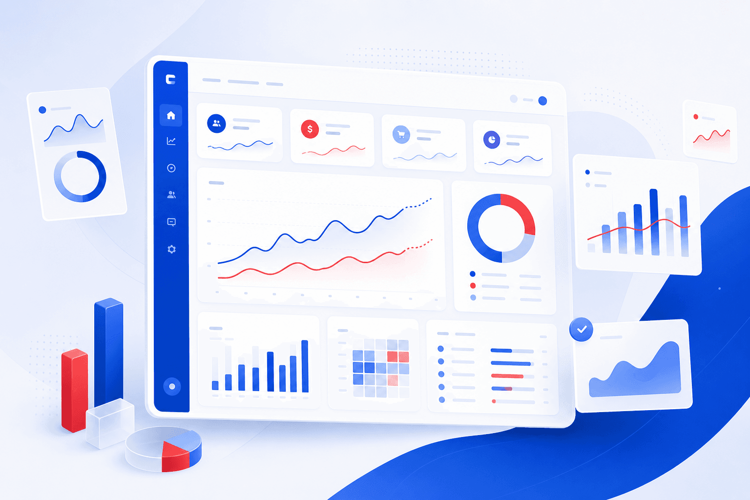 SaaS analytics dashboard with performance charts and KPI metrics